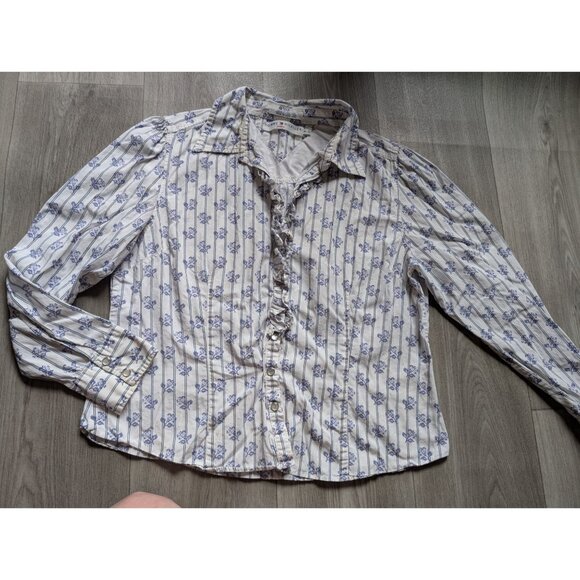 Tommy Hilfiger Womens L/XL Floral Striped Button-Up Shirt - Picture 4 of 9